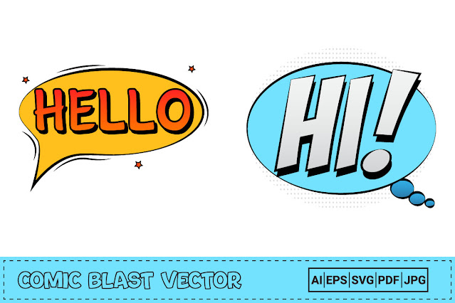 Comic Pop-up Vector with Hi, Hello Text free download