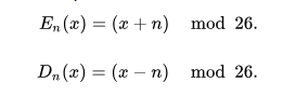 Caesar Cipher Algorithm Encryption and Decryption modular arithmetic equation
