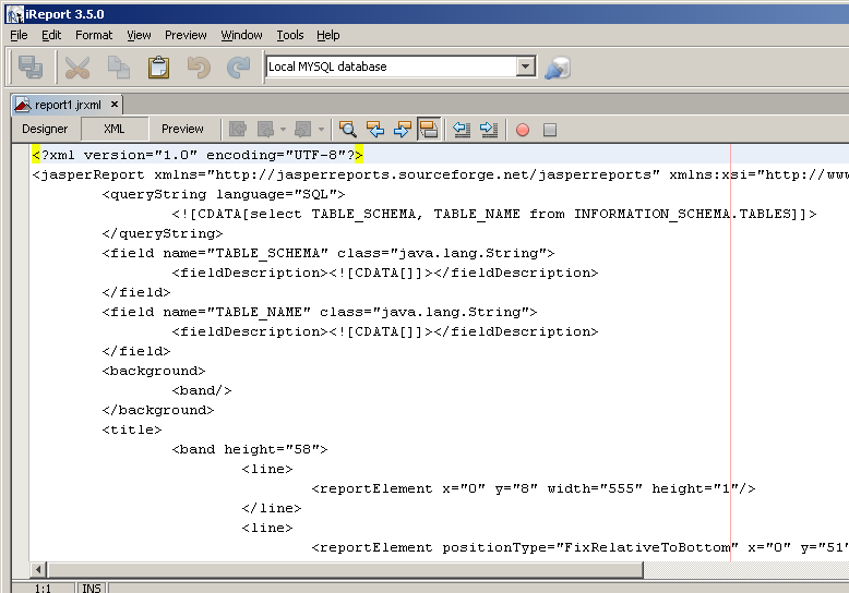 First report XML view