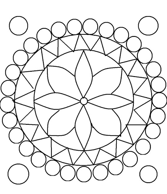 Design Coloring Pages For Teens  Rangoli Design Coloring Printable Page  For Kids 