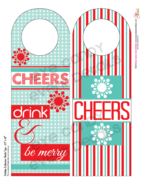 designs for free holiday wine bottle hang tags, cheers, drink & be merry