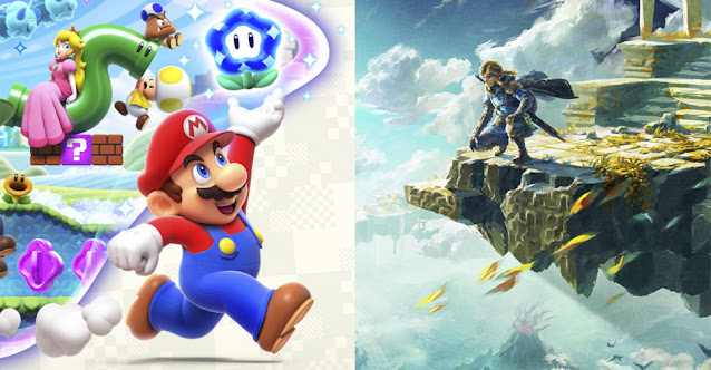 Artes oficiais de Super Mario Bros. Wonder e de The Legend of Zelda: Tears of the Kingdom