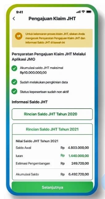 Gambar Persyaratan Klaim JHT BPJS TK secara online via aplikasi JMO Jamsostek Mobile