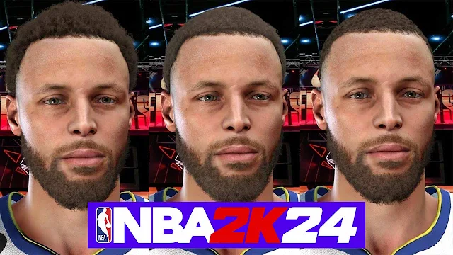 NBA 2K24 Stephen Curry Cyberface (3 Hairstyles)