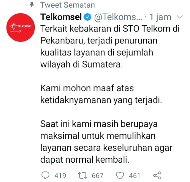 Jaringan Telkomsel Lumpuh di Sumbar, Ini Penyebabnya.