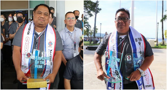 From left: [1] Engr. Jomel Libut was named SBMA 2021 Employee of the Year for Category 2 for his hands-on supervision of the implementation of major pipeline projects of the SBMA, which includes seven road rehabilitation projects and the perimeter fence rehabilitation; [2] Peter Moneda was named SBMA 2021 Employee of the Year for Category 2 for his cost-free solutions to cooling problems by salvaging A/C parts from old unserviceable units to rehabilitate and repair five units of 7.5 tonnes split-type A/C, two units of split-type evaporators, and a window-type A/C. This made the agency save a total of ₱110,000 for the same period he was nominated for.