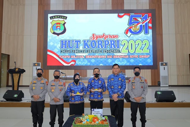 Peringati HUT Korpri ke 51, Kapolda Lampung : mari kita wujudkan reformasi birokrasi Polri melalui PNS  Polri yang makin bersih, berwibawa, dan profesional