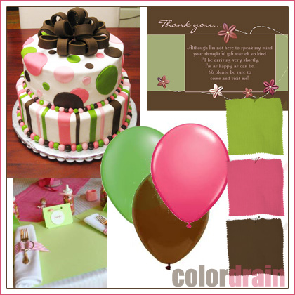 Baby Color Themes on Pink  Green  And Brown Baby Shower Color Palette