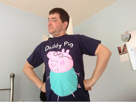Hubbie wearing a Daddy Pig t-shirt 