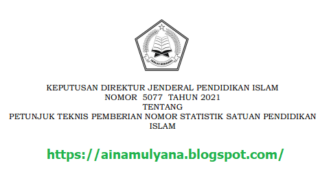 JUKNIS PEMBERIAN NOMOR STATISTIK SATUAN PENDIDIKAN ISLAM (RA, MADRASAH, PESANTREN DAN  SATUAN PENDIDIKAN KEAGAMAAN ISLAM LAINNYA)