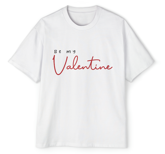 Men's Heavy Oversized T-Shirt With Red Black Modern Valentine's Day