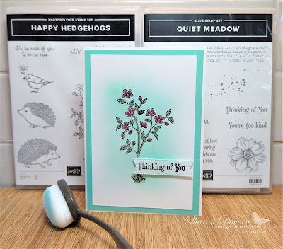 Rhapsody in craft, Coastal Cabana, #colourcreationsbloghop,Happy Hedgehogs, Quiet Meadow, Thinking of you, Stylish Shapes Dies, Simple Stamping, Blending Brushes, Stampin' Blends, Stampin' Up!, Art with heart