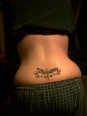 Female Tattoo, Lower Back Tattoo, Dragonfly Tattoo