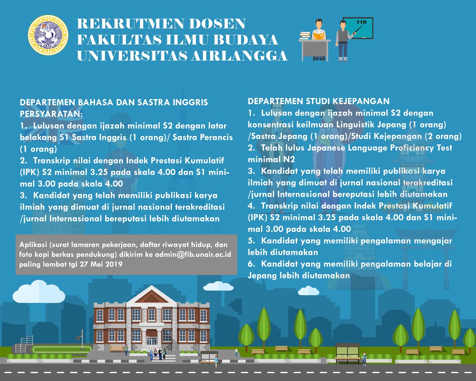 Rekrutmen Dosen Fakultas Ilmu Budaya Universitas Airlangga Lokernas