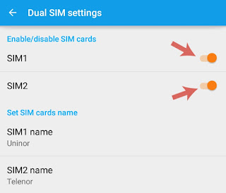 Enable/disable SIM cards