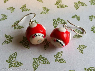 Pair of Kawaii mushroom earrings small