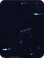 Saiph and Bellatrix (Image by Stellarium http://www.stellarium.org/)