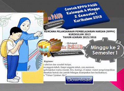 Contoh RPPH PAUD Kelompok A Minggu 2 Semester 1 Kurikulum 2013