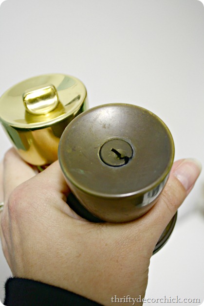 spray painting brass knobs