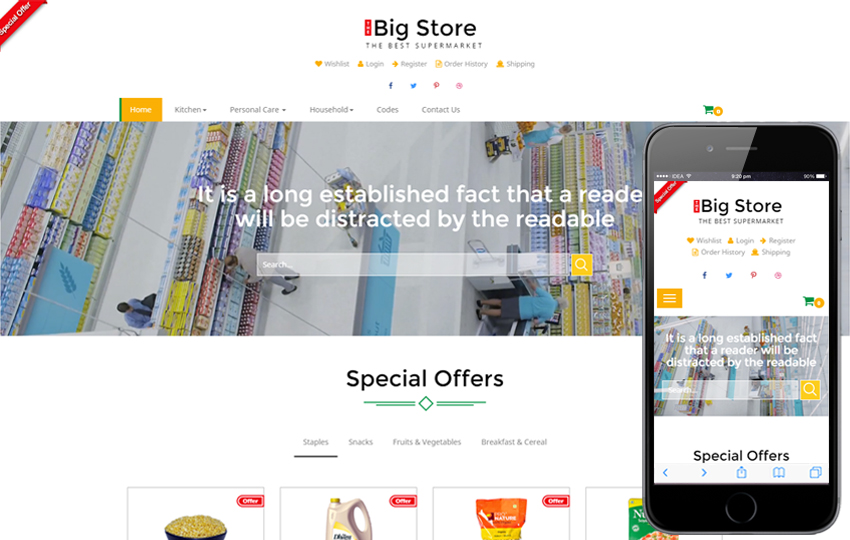 Big Store Free Ecommerce Website Templates