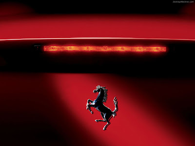 black ferrari logo horse with red background