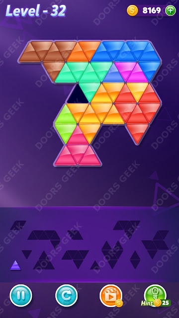 Block! Triangle Puzzle 12 Mania Level 32 Solution, Cheats, Walkthrough for Android, iPhone, iPad and iPod