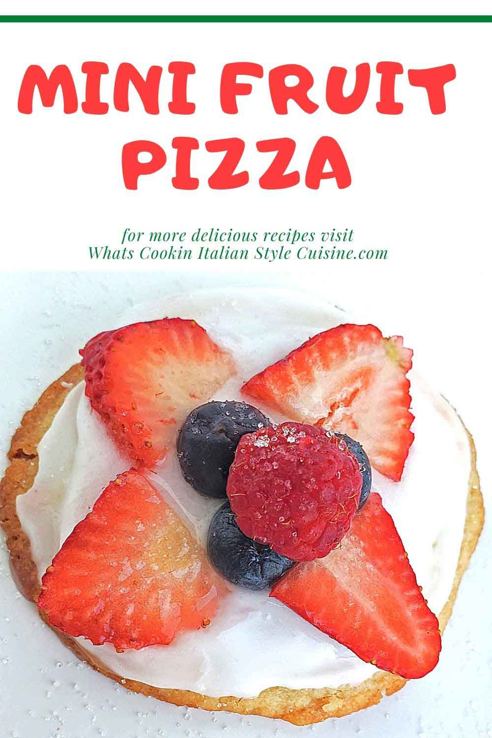 this is a pin for later mini fruit pizza sugar cookies