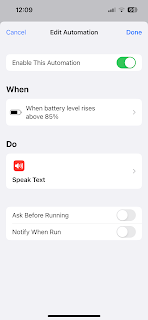 iPhone Battery Reminder Automation