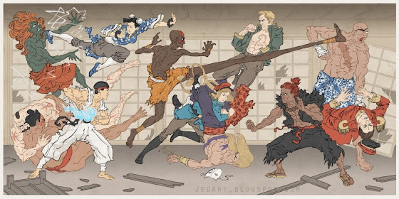 jed henry ilustração video game nintendo pinturas japonesas tradicionais ukio-e