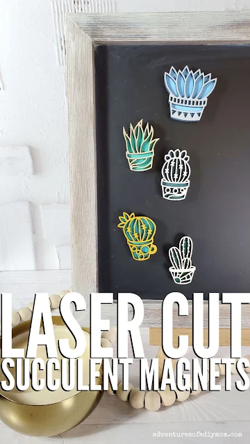 Learn how to make layered wood laser cut succulent magnets and how to get this succulent svg file for FREE!