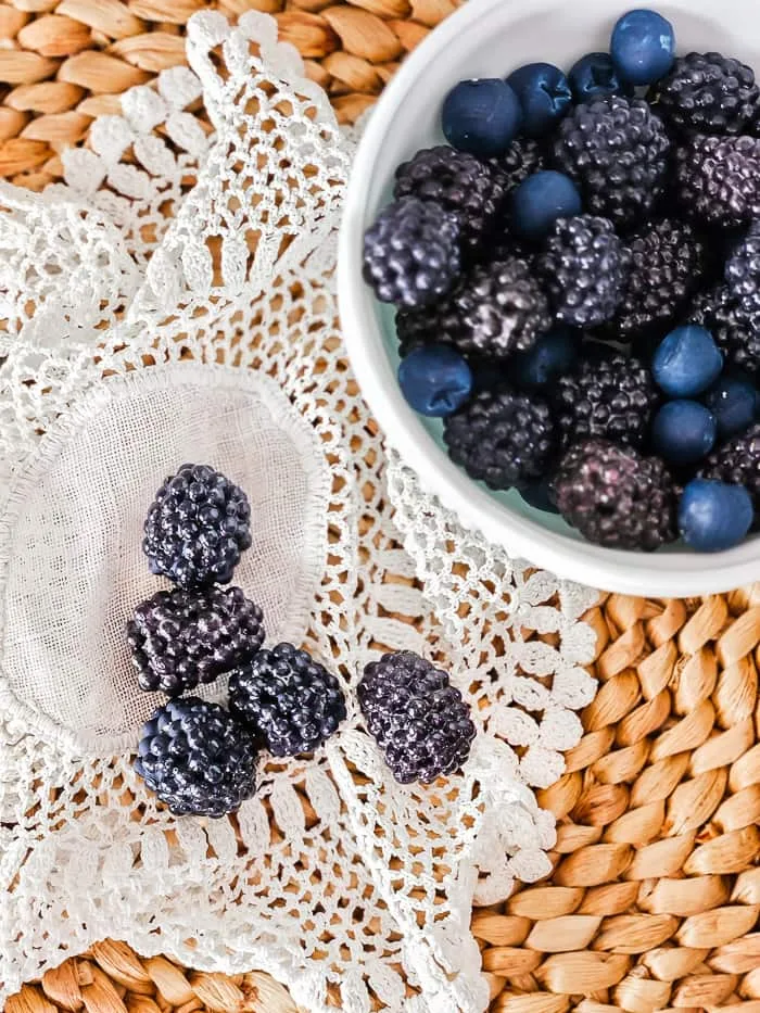 blackberries in vintage bowl