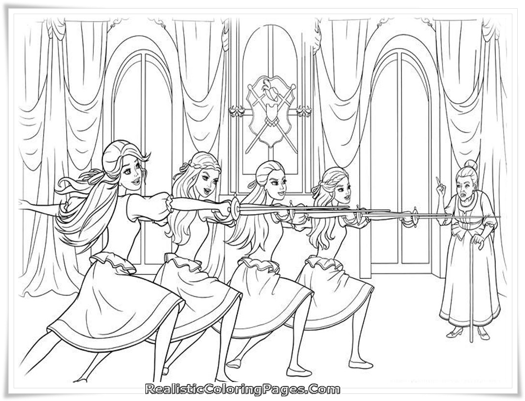 Barbie And The Three Musketeer - Free Colouring Pages