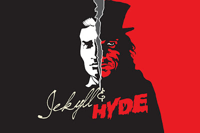 Doctor Jeckyll y Mr Hyde, dibujo en rojo y negro