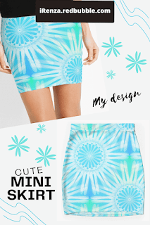 Blue mandala flower pattern Mini Skirt.