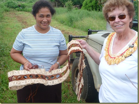 Making a Tavala for the men--Sister at the airport in Eua