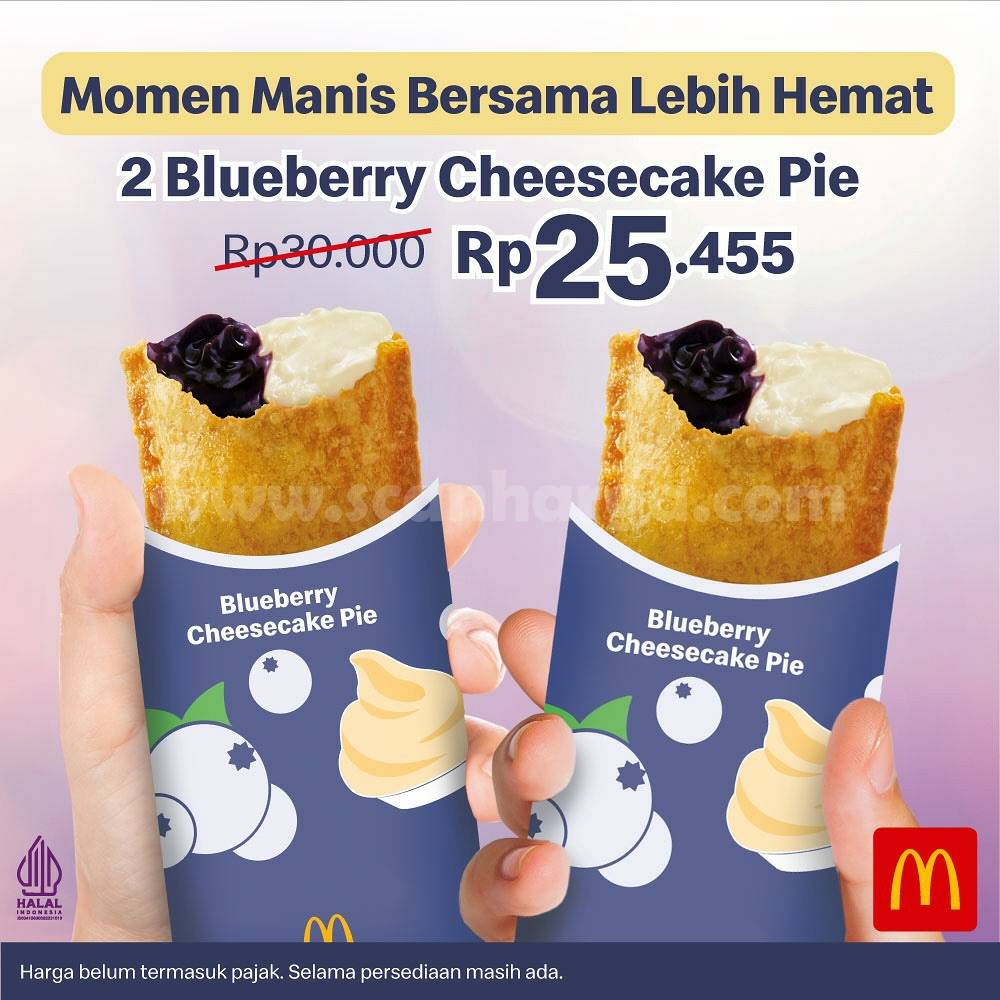 Promo McDonalds 2 Blueberry Cheesecake Pie harga hanya Rp. 25.455