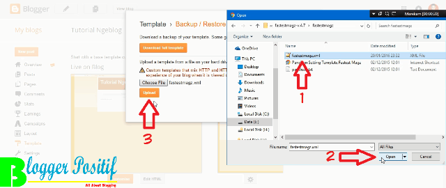 Select File XML Template Lalu Klik Open Berikutnya Klik Tombol Upload