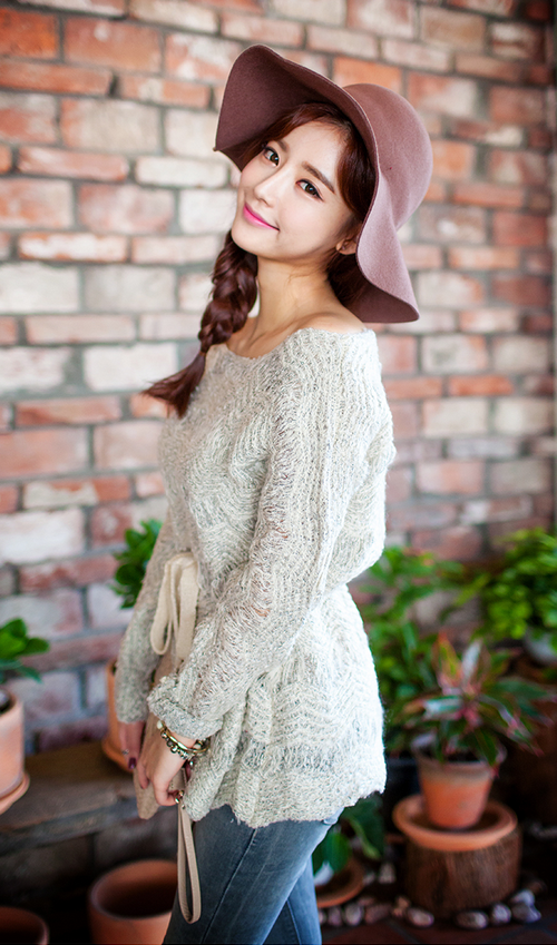 Drawstring Waist Knit Pullover