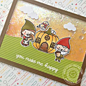 Sunny Studio Stamps: Comic Strip Everyday Die Home Sweet Gnome Woodland Borders Shaker Card by Franci Vignoli