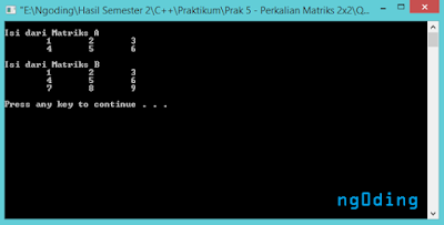 Program Operasi Matriks(Tambah, Kurang, Kali) dalam Bahasa Pemrograman C++