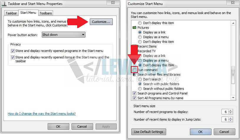 Cara Menampilkan Menu RUN di Start Menu Windows 7