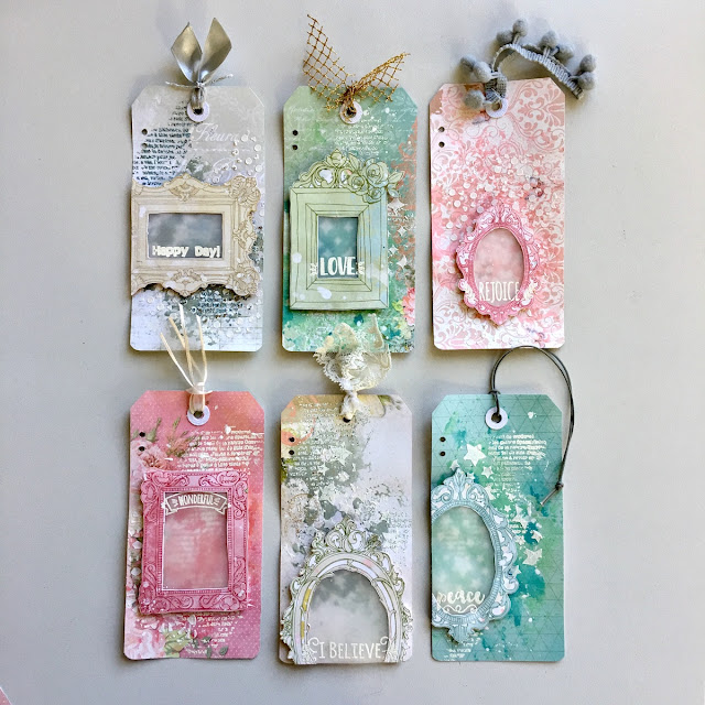 Mixed Media Tag Mini Album by Angela Tombari made with BoBunny Carousel Christmas Collection