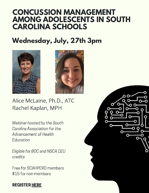Concussion Management Among Adolescents in SC Schools on Wednesday July 27at 3pm flier