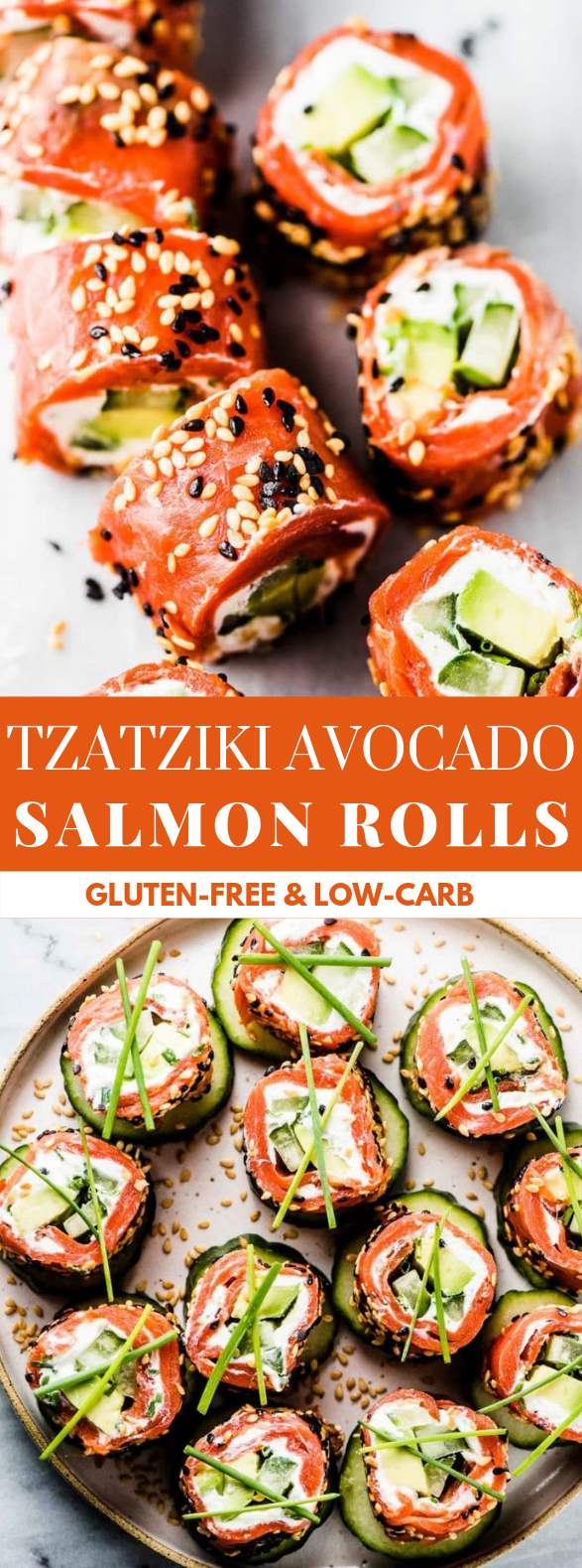 TZATZIKI AVOCADO SALMON ROLLS #seafood #partyappetizer