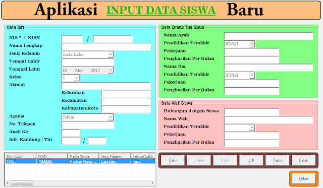 Aplikasi Data dan Profil Data Siswa Terbaru Versi 2017