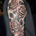 Black Rose Flower Tattoo on Women Shoulder