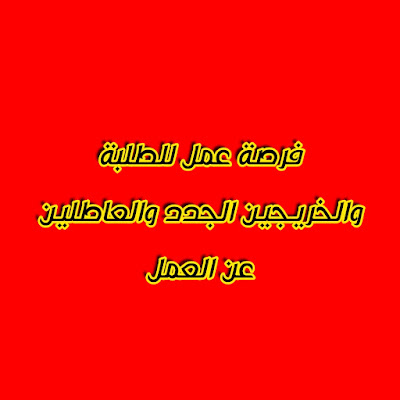 فرصة عمل للطلبة والخريجين الجدد والعاطلين عن العمل