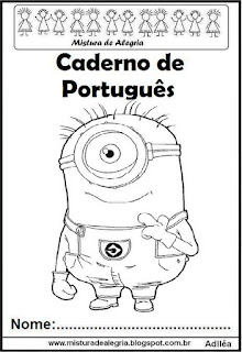 Capa para caderno de português - Minions