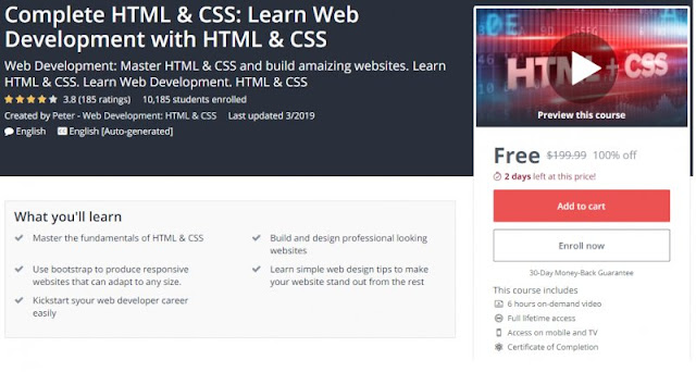 [100% Off] Complete HTML & CSS: Learn Web Development with HTML & CS| Worth 199,99$