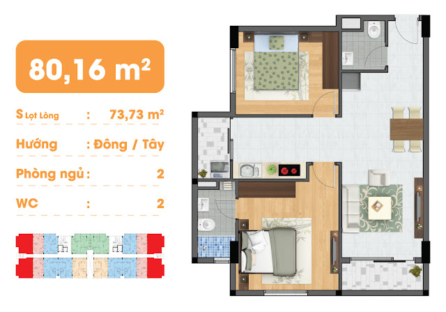 MẶT BẰNG CHI TIẾT CĂN HỘ 80,16m2 HIỆP THÀNH